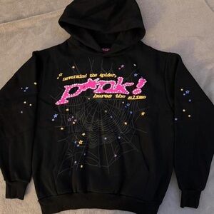 Black Hoodie with Pink and Yellow Graphic